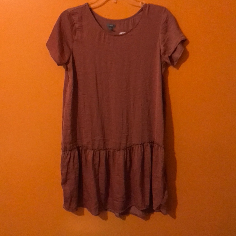 American Eagle Satin-y Burnt Orange Shift Dress